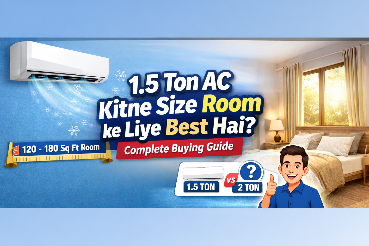1.5 Ton AC Kitne Size Room ke Liye Best Hai? Complete Room Size Guide (2026)