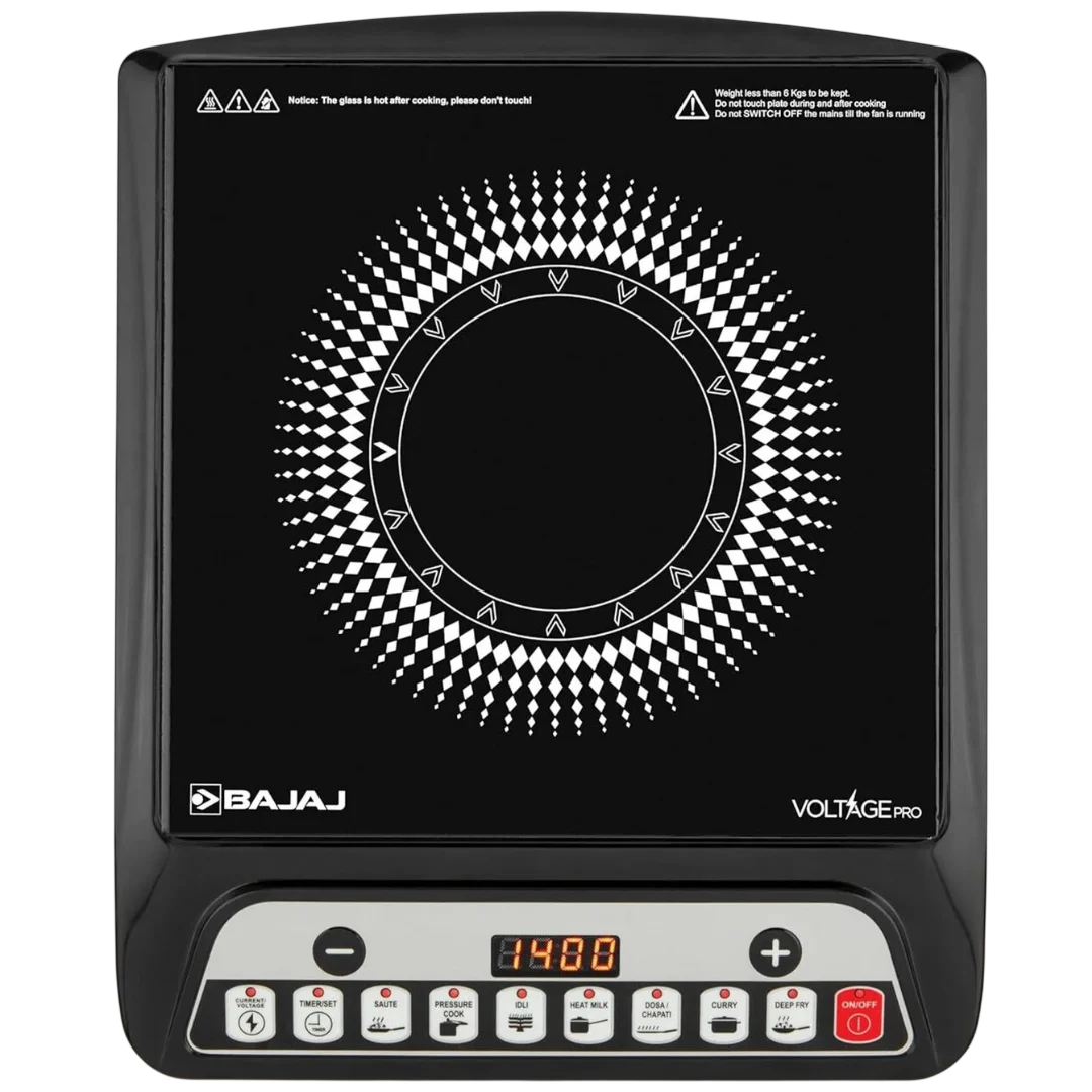 Bajaj ICX 140TS 1400W Induction Cooktop with Push Button Controls , Black