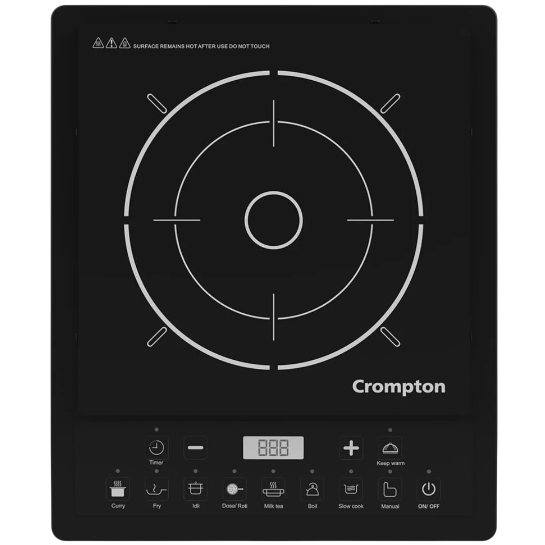 Crompton Instaserve 1600W Induction Cooktop with 7 One-Touch Indian Menus, Over-Voltage Shield Protection, Energy Efficien , Black
