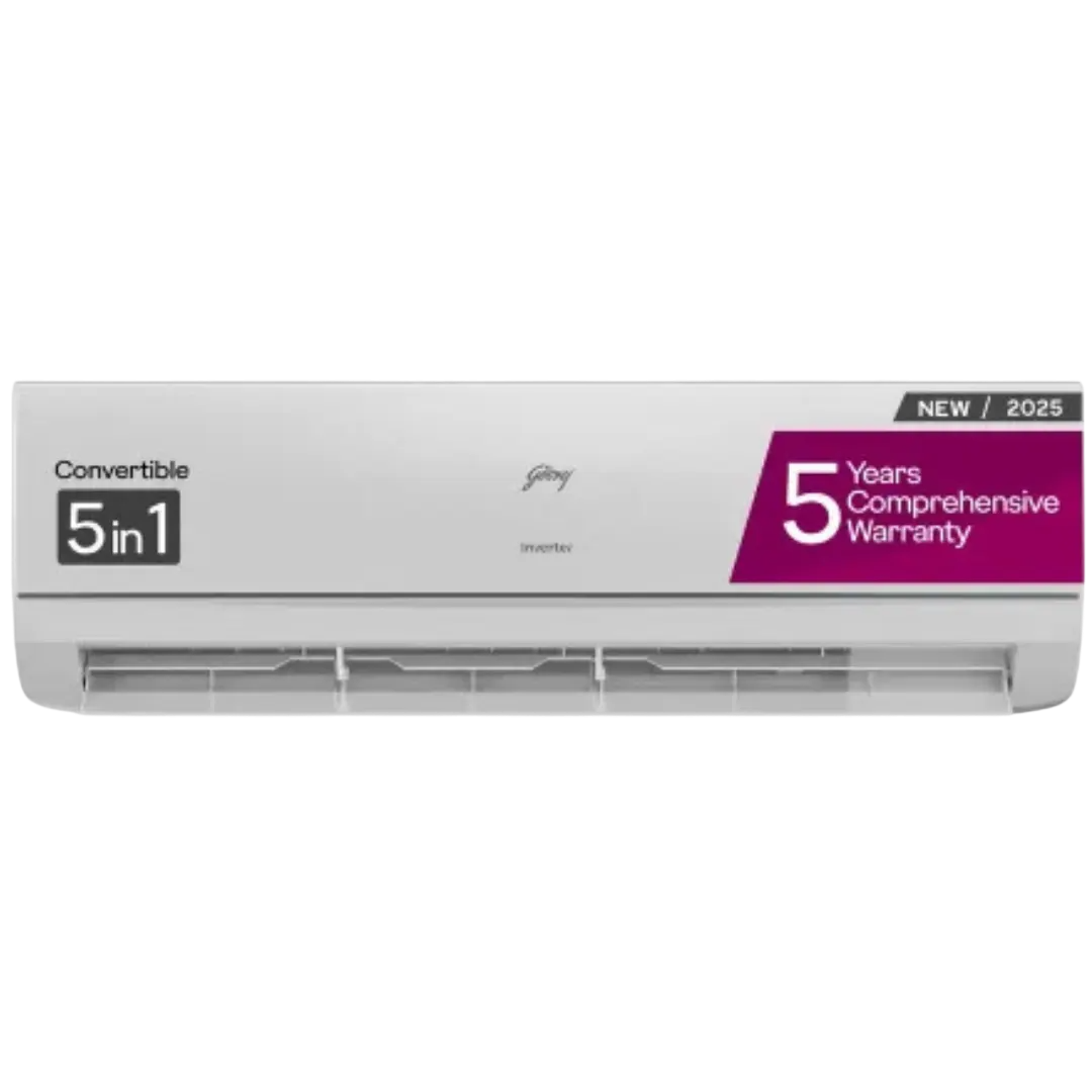 Godrej SIC 18TTC3-WYA 1.5 Ton 3 Star Inverter Split AC , 5-in-1 Convertible Cooling , Copper Condenser , Heavy-Duty 52°C Cooling , 5 Years Comprehensive Warranty , White