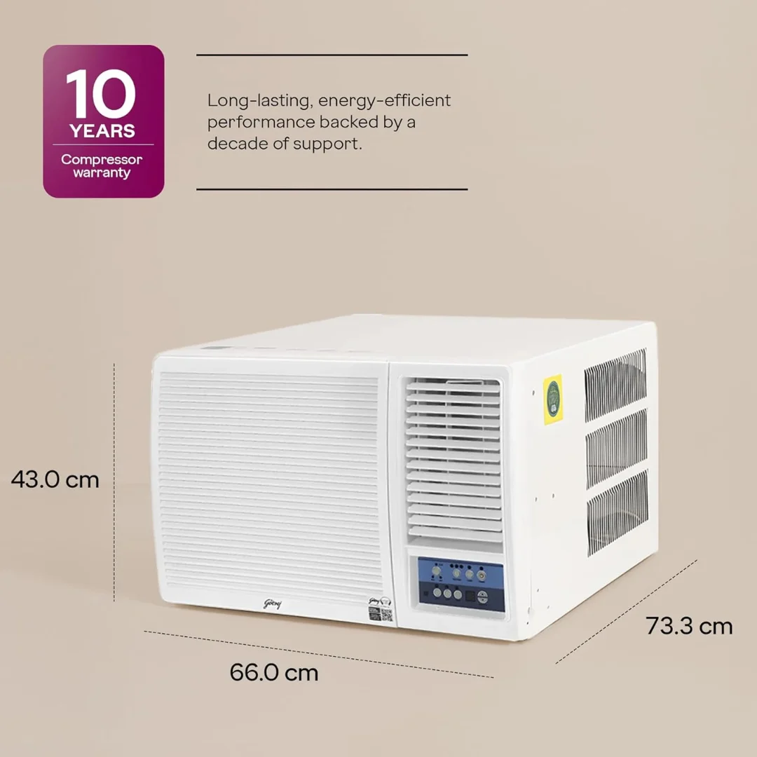 Godrej 1.5 Ton 5 Star Copper Inverter Window AC with Pure Air Filter and Blue Fin Coating