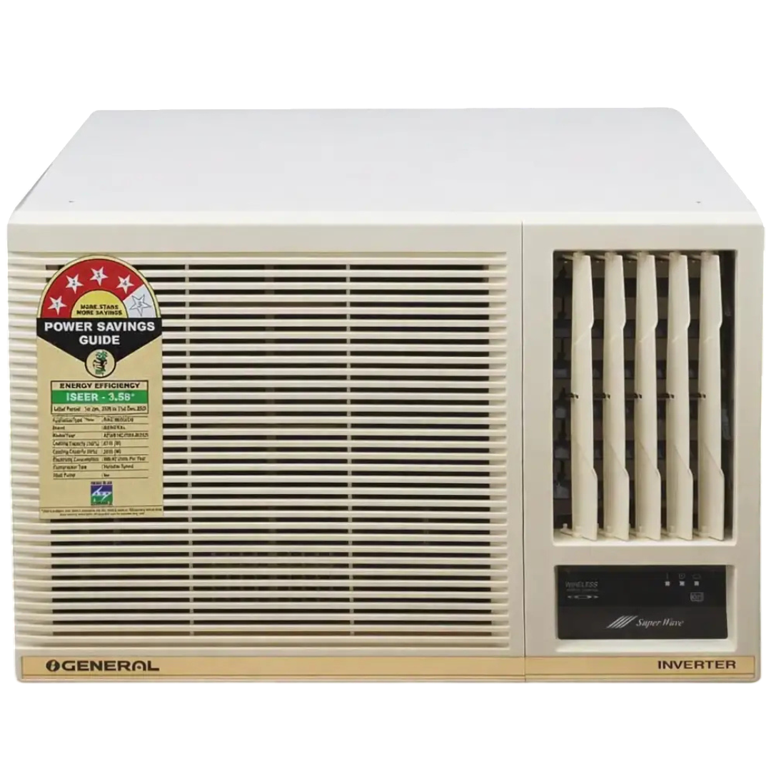 O General AFGB14CHWA 1.2 Ton 4 Star Inverter Window AC with Super Wave Technology & Anti-Bacterial Filter, Copper, White