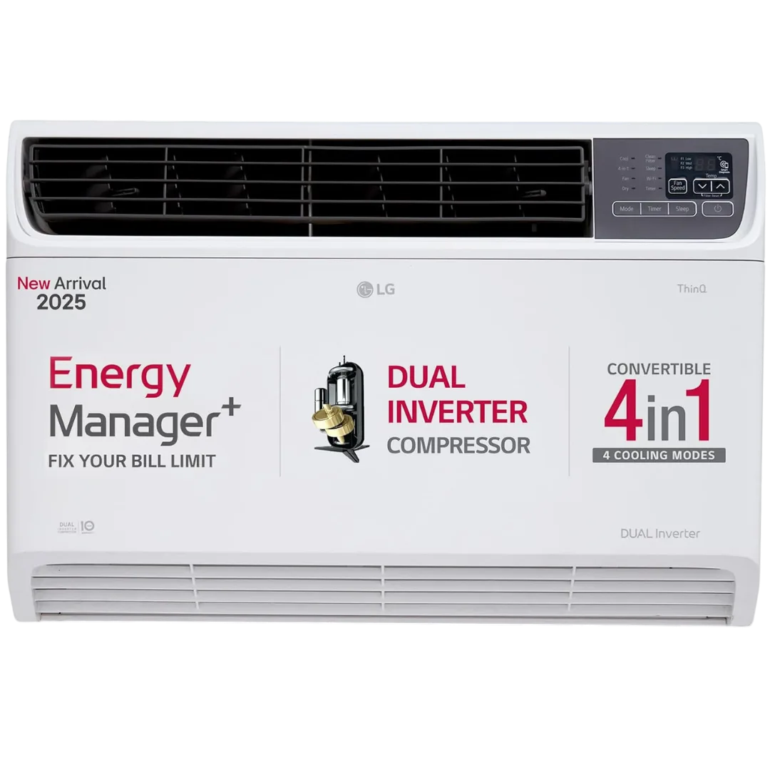 LG UW-Q18WWXA 1.5 Ton 3 Star Smart Wi-Fi DUAL Inverter Window AC (2025 Model) with Convertible 4-in-1 Cooling, 4 Way Air Swing, HD Filter, Quick and Uniform Cooling, Smart Diagnosis & Copper Condenser, White