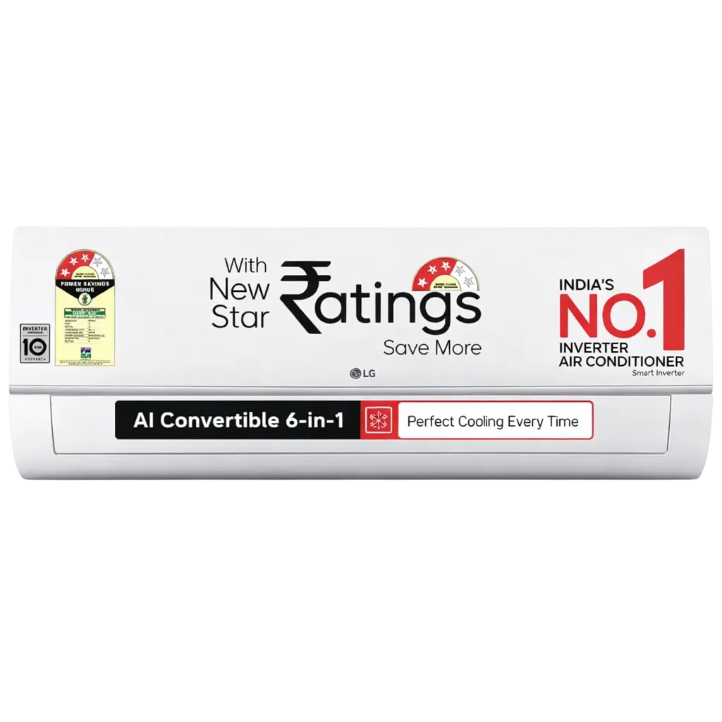 LG AS-Q19MNXE 1.5 Ton 3 ★ 2026 Model AI DUAL Inverter Split AC, AI Convertible 6-in-1, Viraat Mode, Diet Mode+, 5.0 kW Faster Cooling & Energy Saving, HD Filter with Gold Fin+, White 