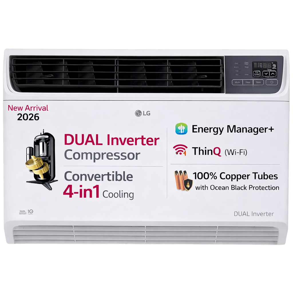 LG AW-Q24WWXA 2 Ton 3 Star DUAL Inverter Window AC (2026 Model), Convertible 4-in-1 Cooling, Wi-Fi & Voice Control, HD Filter,100% Copper Tubes, ADC Sensor, White