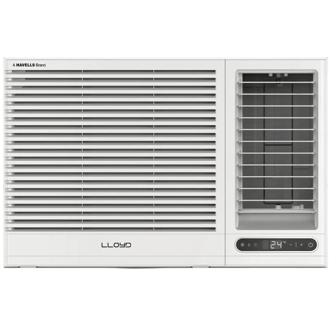 Lloyd GLW18C5XWSEA 1.5 Ton 5 Star Fixed Speed Window AC , Copper Coil, Golden Fin , 2025 Model, White with Silver Deco Strip