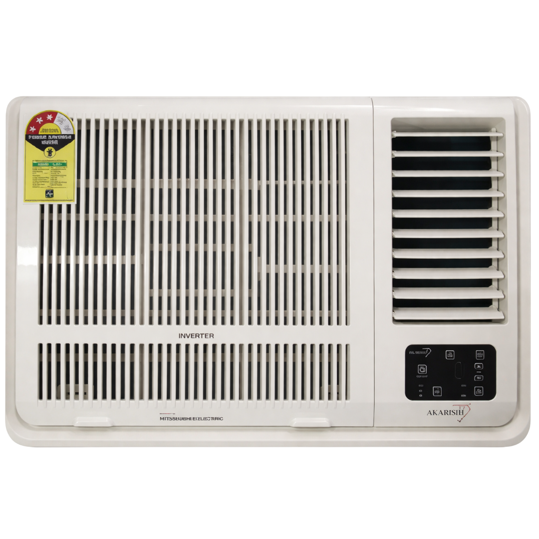 Mitsubishi Akabishi 1.5 Ton 3 Star Inverter Window AC (EWY-AS18SG-AA1) – Copper Condenser, R32 Refrigerant, Energy Efficient, White