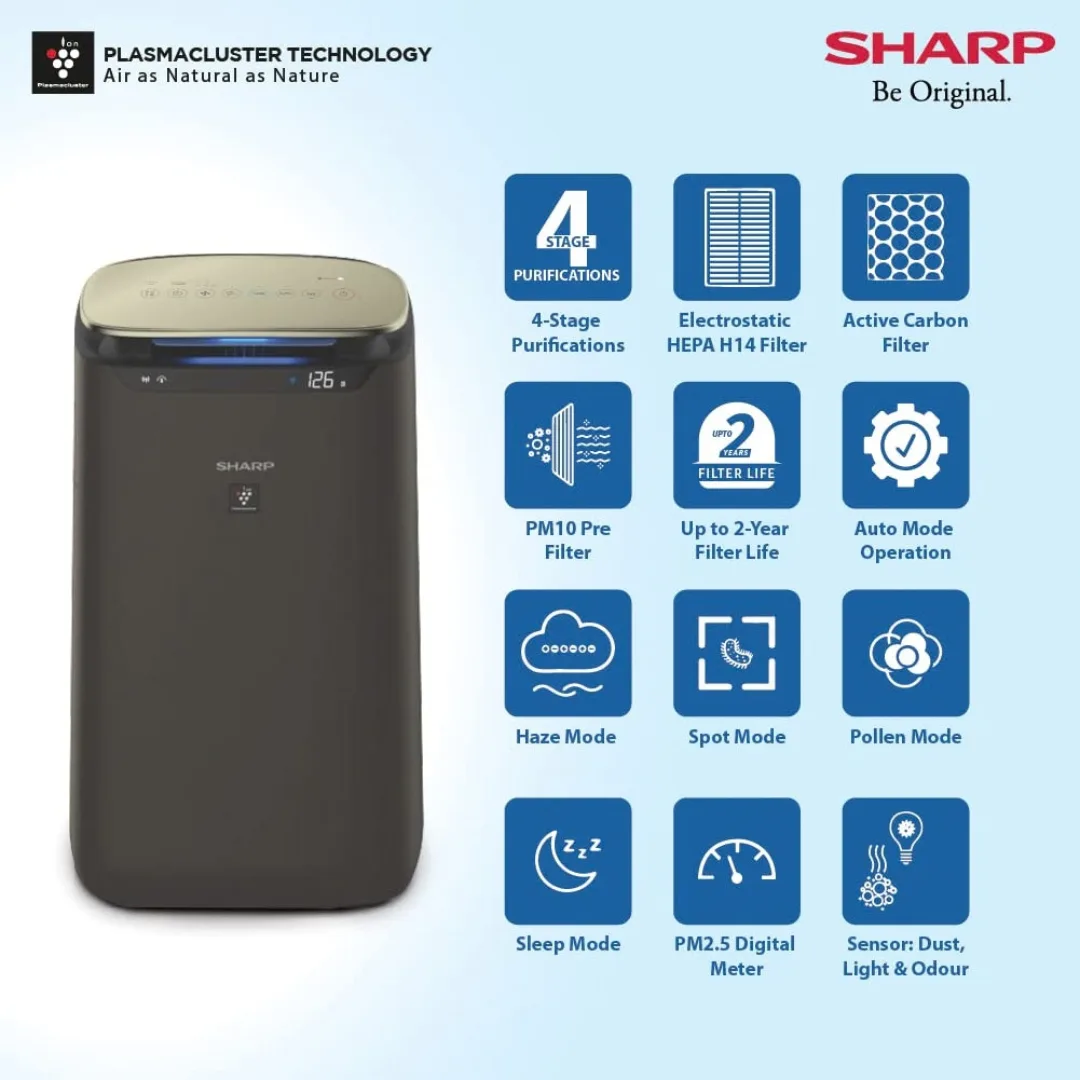 SHARP FX-J80M-H air purifier 680 sq ft coverage