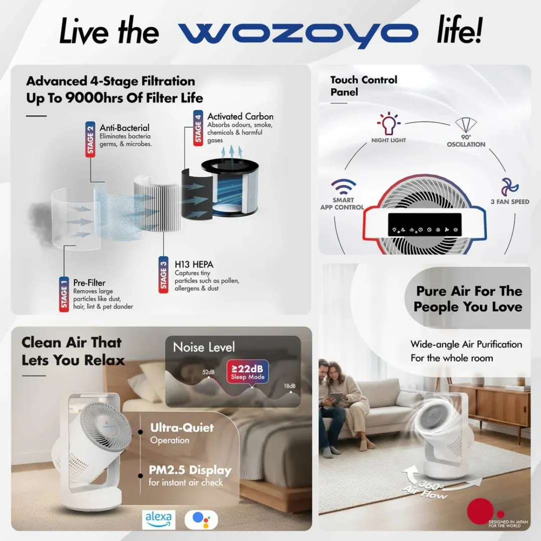 WOZOYO Premium Smart Air Purifier for Bedroom and Living Room